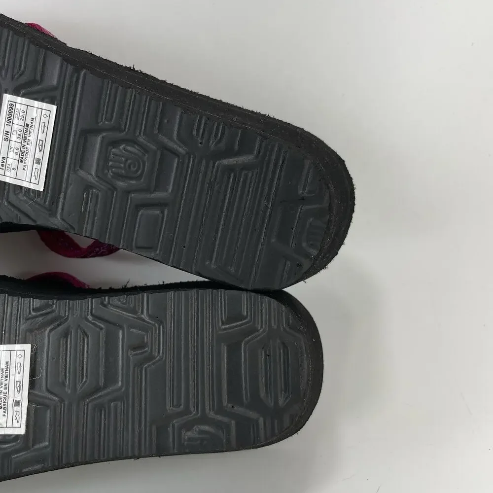 Teva Olowahu Crisscross Strappy Platform Flip Flops Women Size 8 Magenta Pink